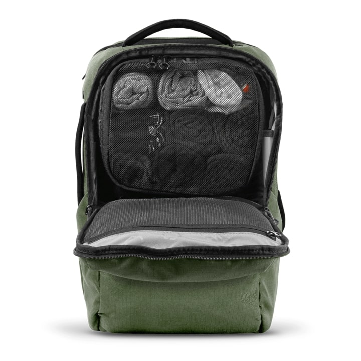 inside a recycled backpack